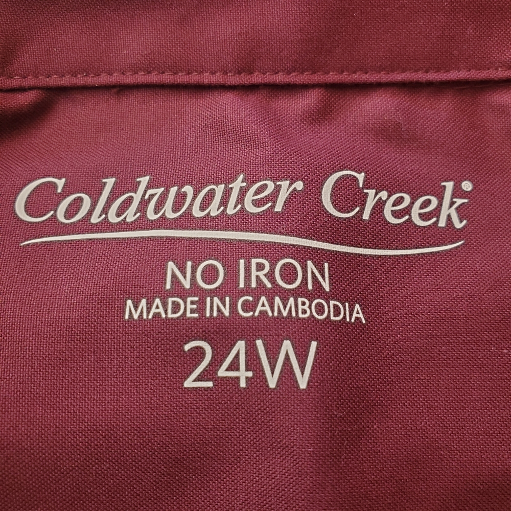 NWOT Coldwater Creek Women's Maroon Color Button Down Shirt - Picture 3 of 8